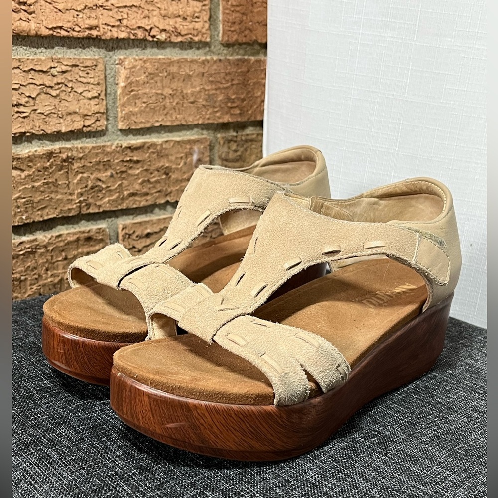 Alegria Beige Suede Platform Sandals